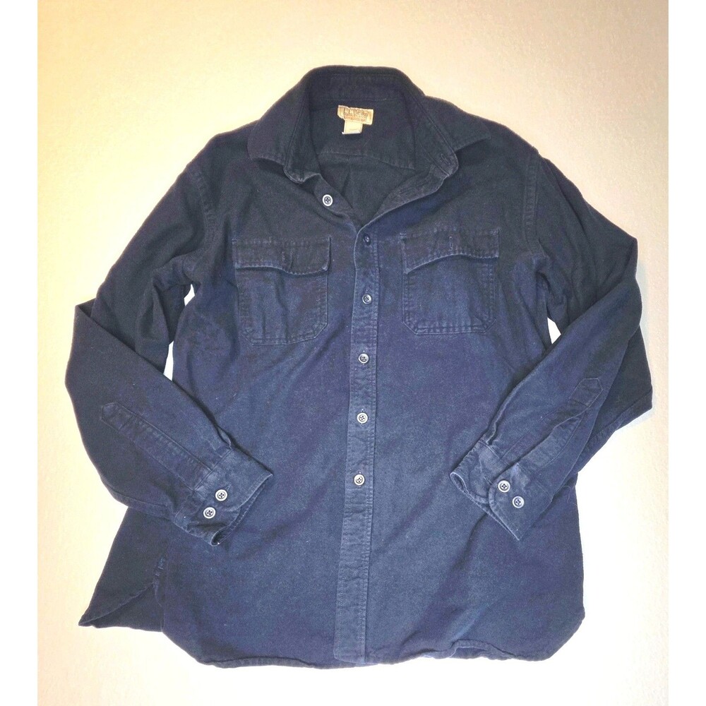 LL Bean Men’s Chamois Button Up Shirt Flannel Blue Large Traditional Fit